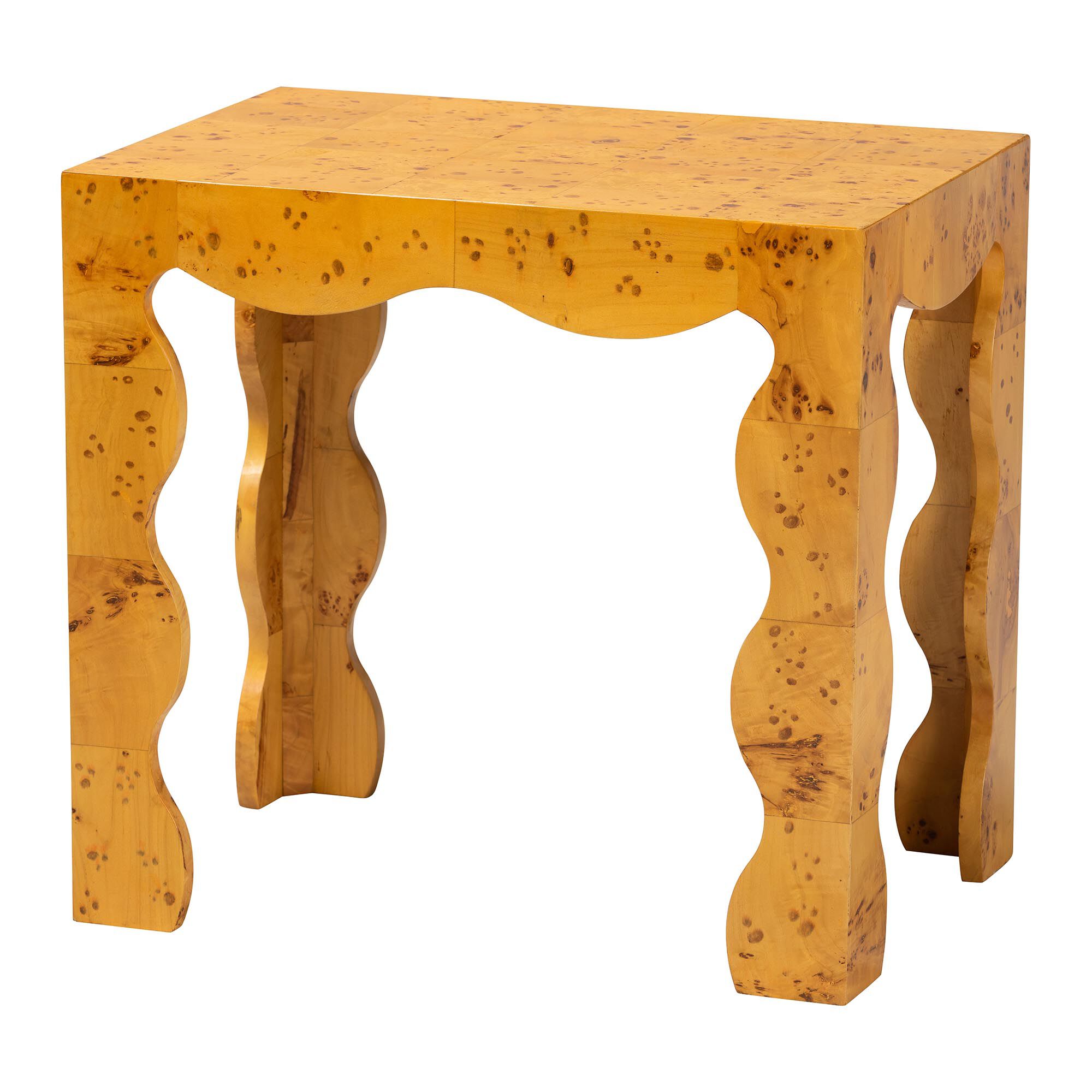 Huxley Modern and Contemporary Natural Real Burl Wood End Table, BURL, alternate image number 1