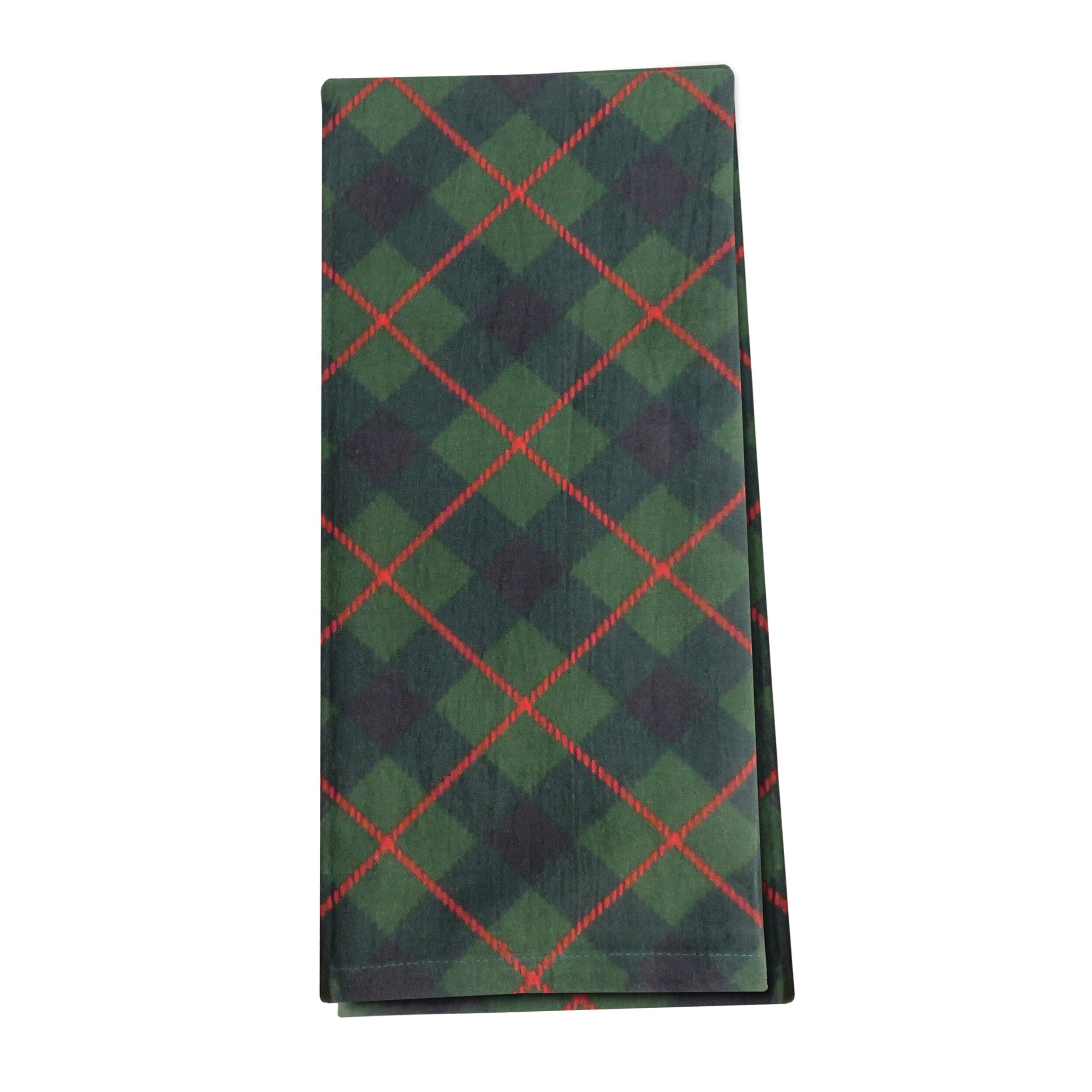 Plaid and Merry Christmas Tea Towel (Set of 3), GREEN RED, alternate image number 3