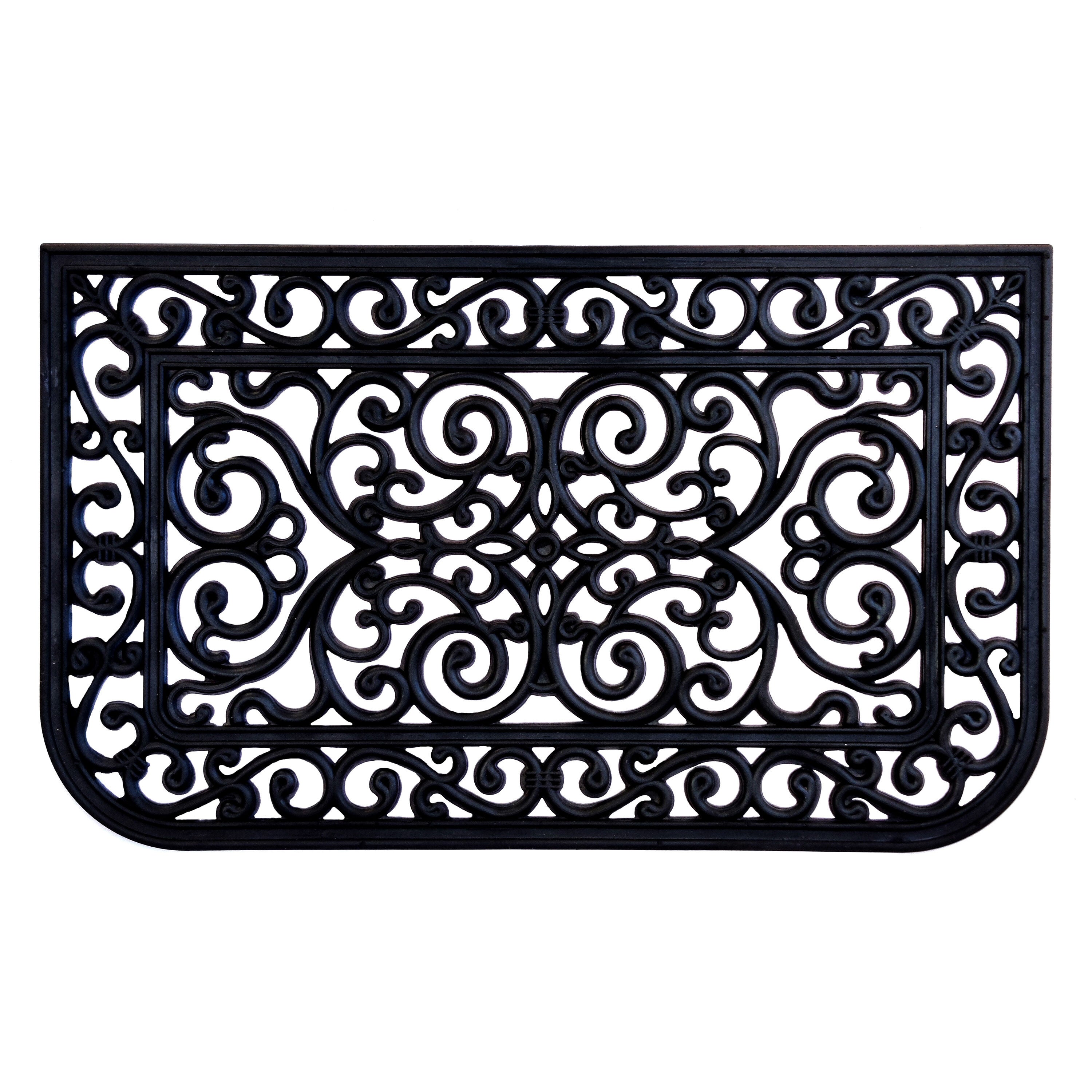 Wrought Iron Rubber Entrance Mat 18x30, TUSCANY BLACK, alternate image number 1