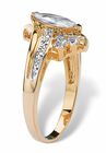 Gold-Plated Marquise Cut Engagement Ring Cubic Zirconia, , on-hover image number null