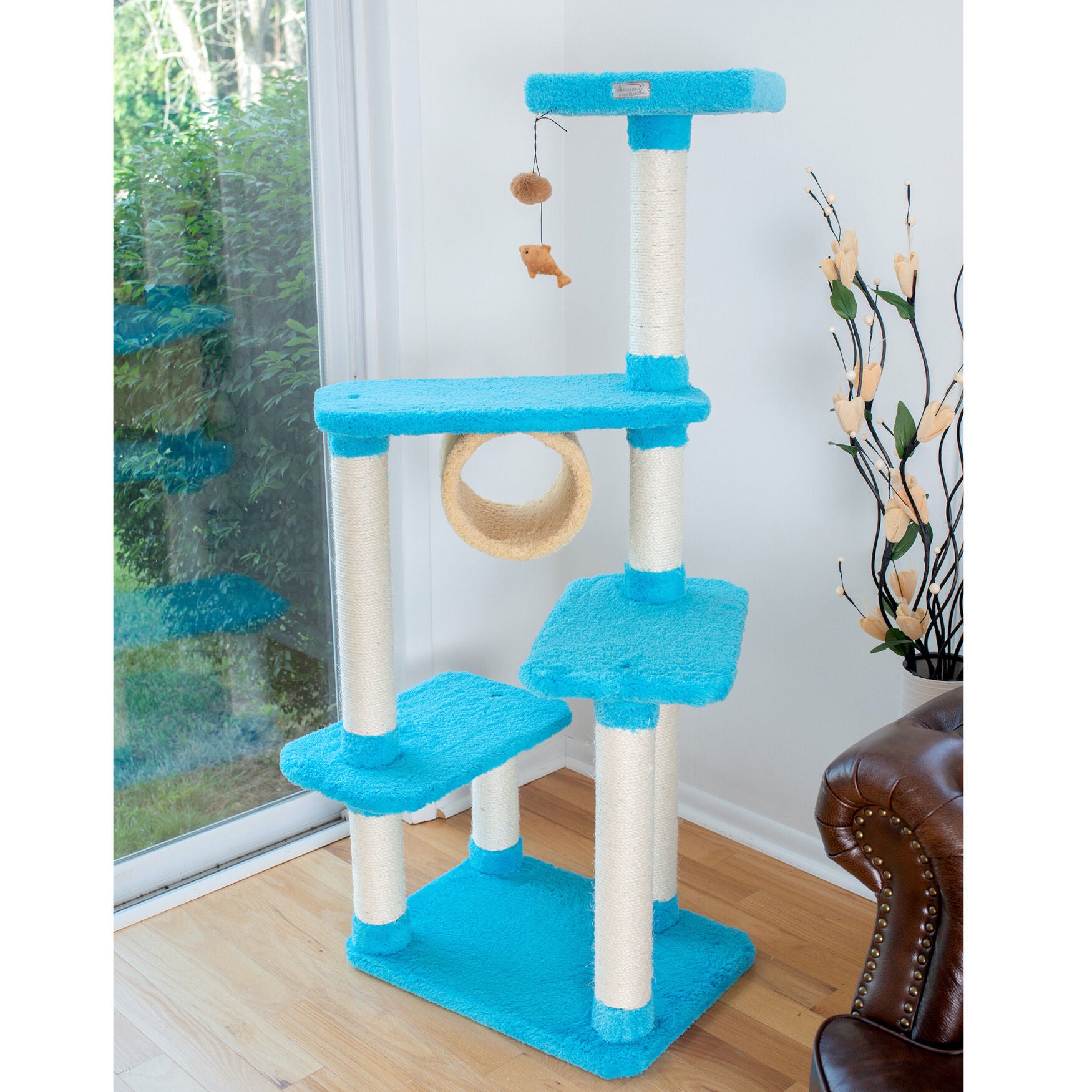 Real Wood 61 inches Cat Climber Junggle Tree With Platforms, , on-hover image number 1