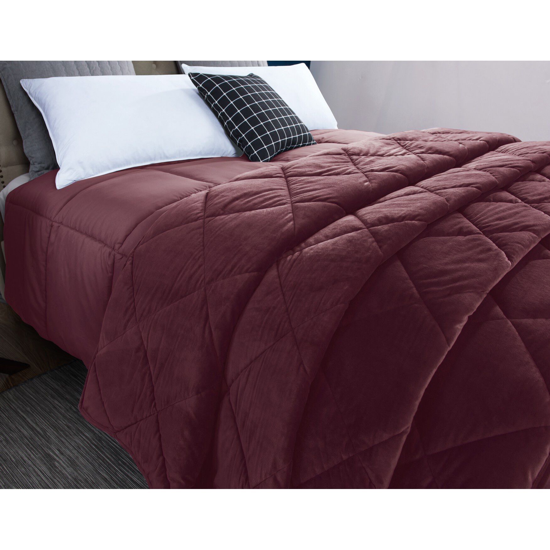 2pc Velvet Blanket & Down Alternative Comforter Set, Tawny Port, , alternate image number 2