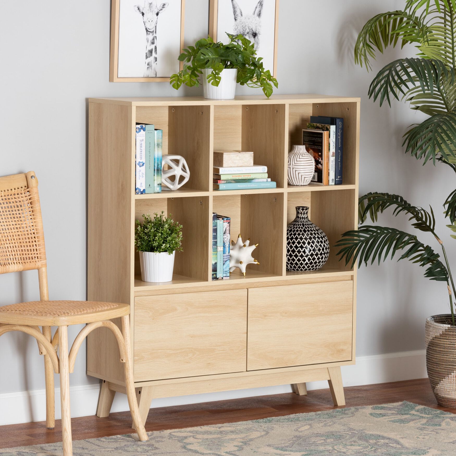 Danina Japandi Oak Brown Finished Wood Bookshelf, , alternate image number 12