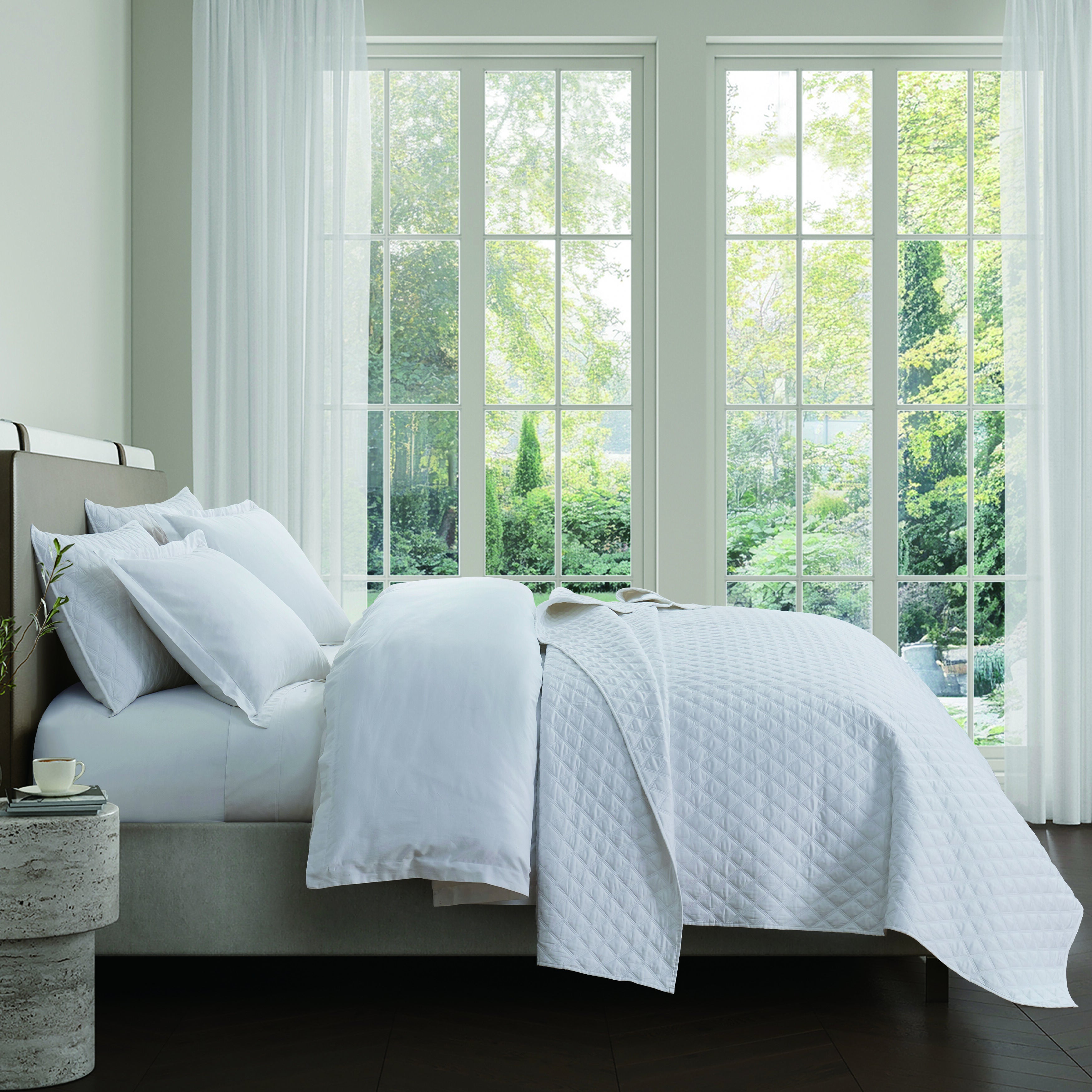 PREMIER SATEEN FULL/QUEEN 3PC. QUILT SET, WHITE, alternate image number 3