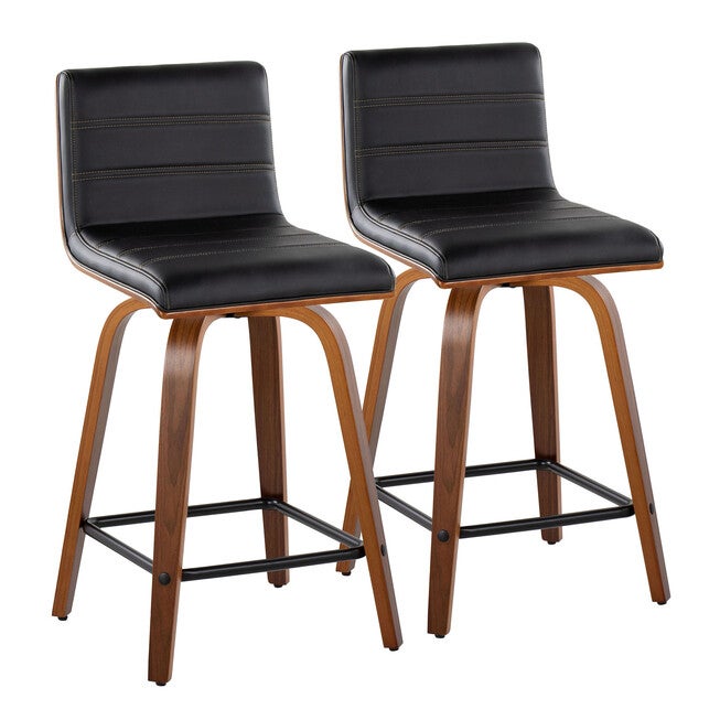 Vasari 24 inches Fixed-Height Counter Stool - Set Of 2, WALNUT BLACK, hi-res image number null