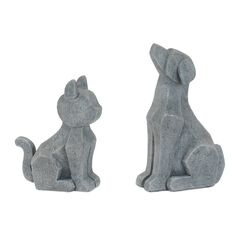 Modern Sitting Dog and Cat Figurine Set of 4