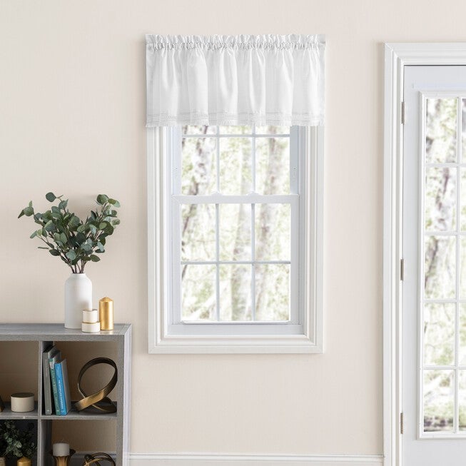 Brush Fringe Curtain Tailored Valance, WHITE, hi-res image number 0
