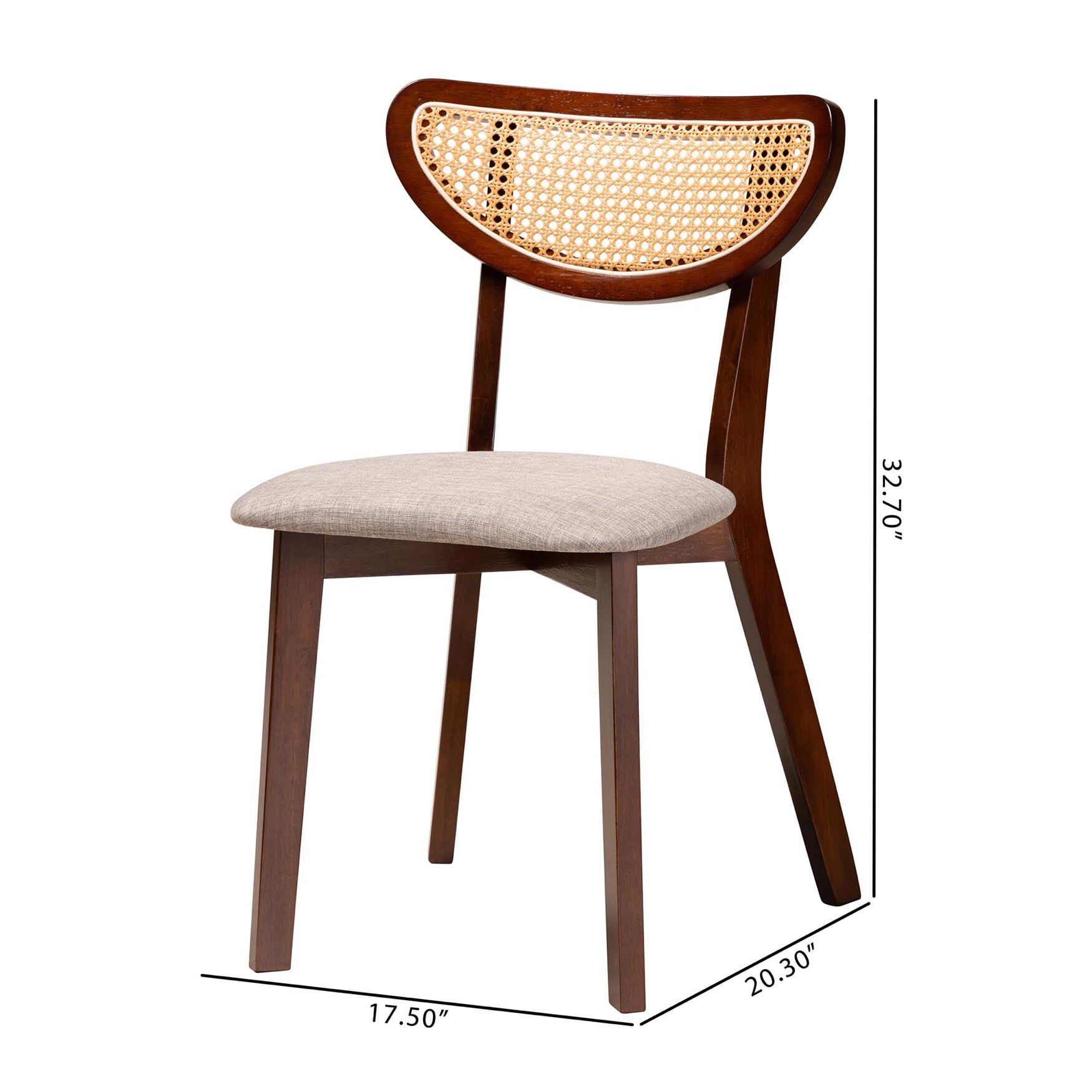 Dannell Mid-Century Modern Cream Fabric And Black Finished Wood Dining Chair, , alternate image number 7