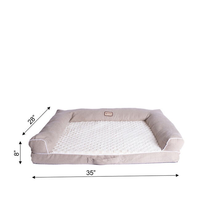 Bolstered Pet Bed Cushion With Memory Foam, Medium Ivory & Beige, , alternate image number null