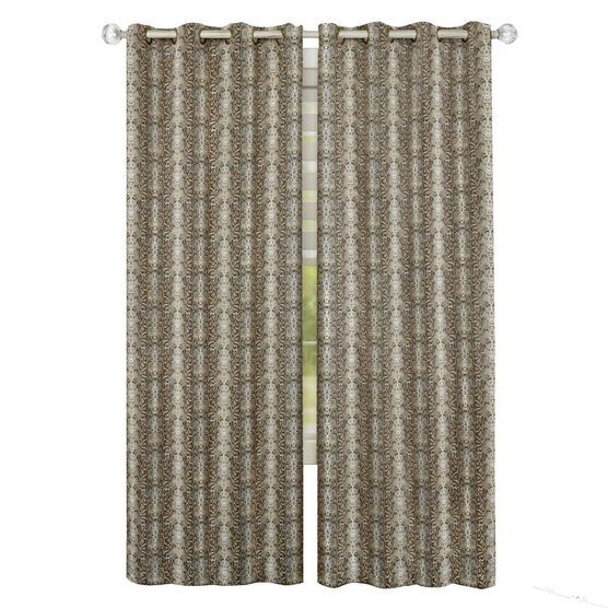 Python Grommet Window Curtain Panel, BROWN GOLD, hi-res image number null