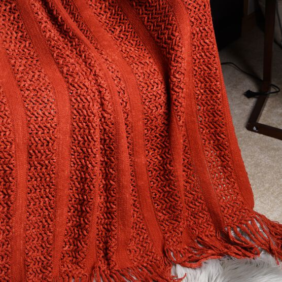 Battilo Home Solid Knit Mesh Tassels Throw Blanket Super Soft Warm Multi Color, 51" x 59", , on-hover image number null