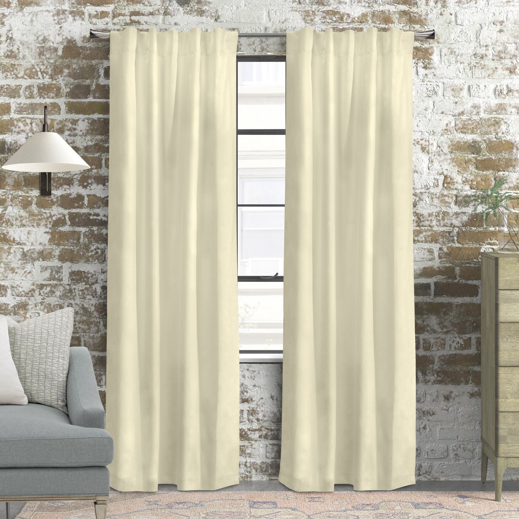 Weathermate Topsions Room Darkening Curtain Panel Pair, NATURAL, hi-res image number 0