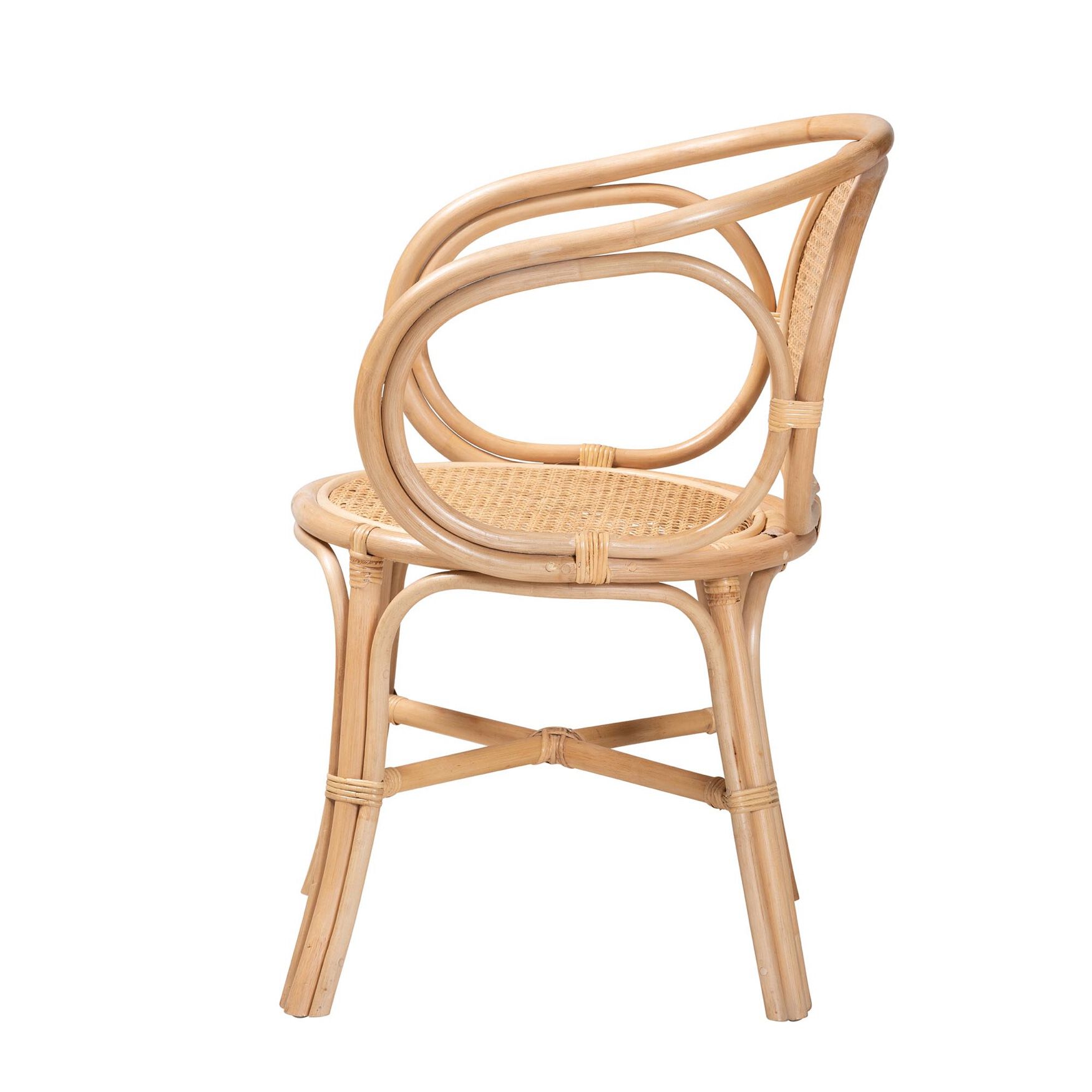Palesa Modern Bohemian Two-Tone Black And Natural Brown Rattan Dining Chair, , alternate image number 2