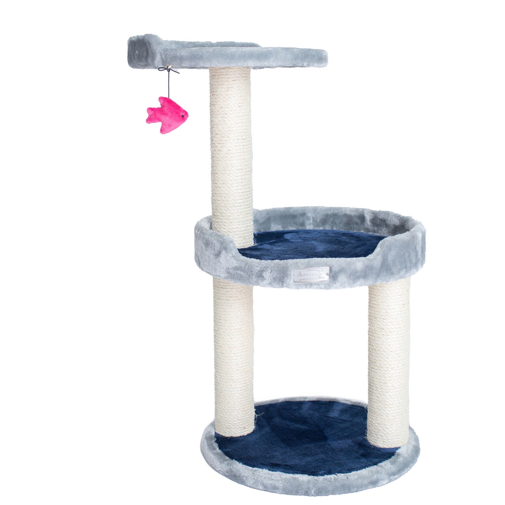 Three-Level Compact Real Wood Cat Scratcher With Perch, , alternate image number 4