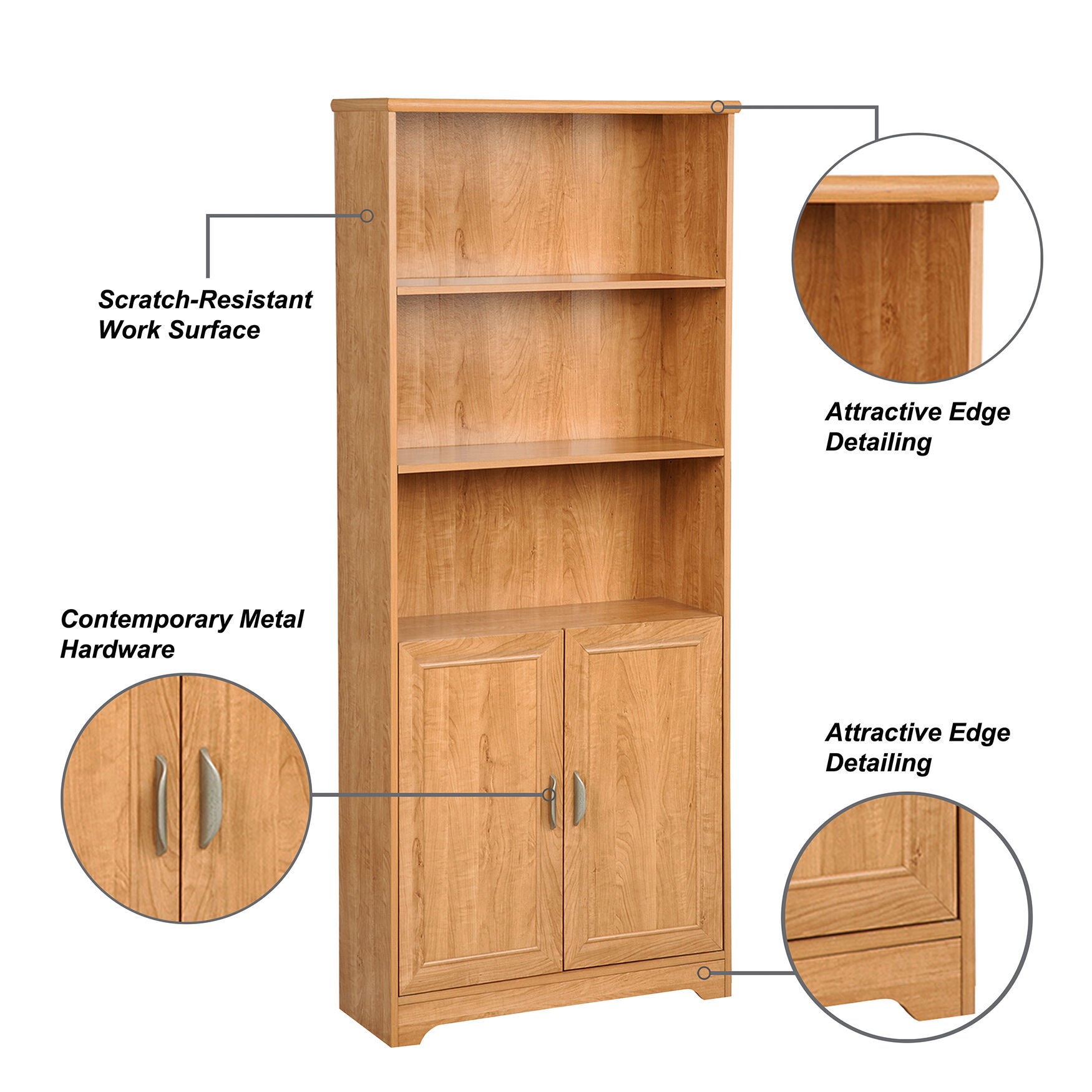 5-Shelf Bookcase With Doors Bookcase, , alternate image number 3
