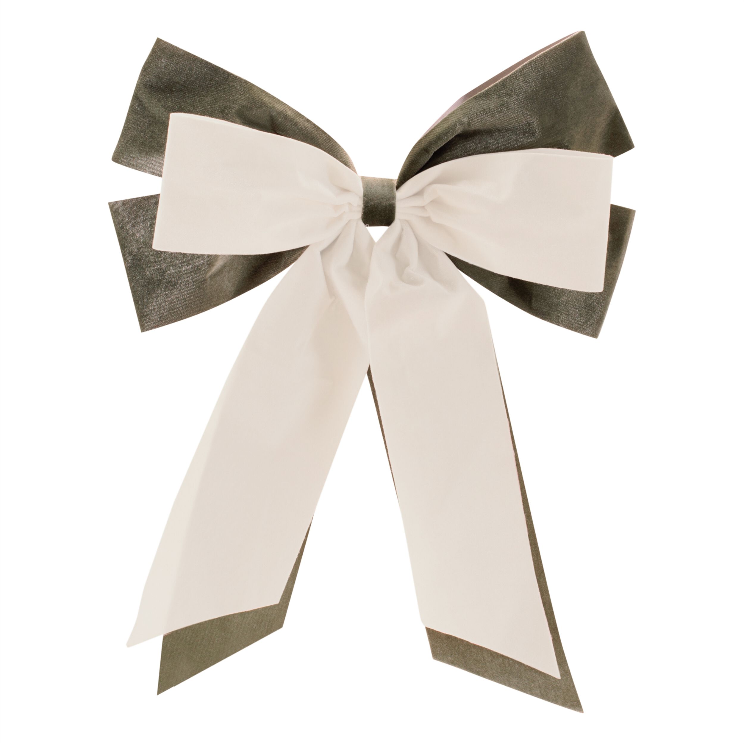 Double Bow Ornament (Set of 2), GREEN CREAM, hi-res image number 0
