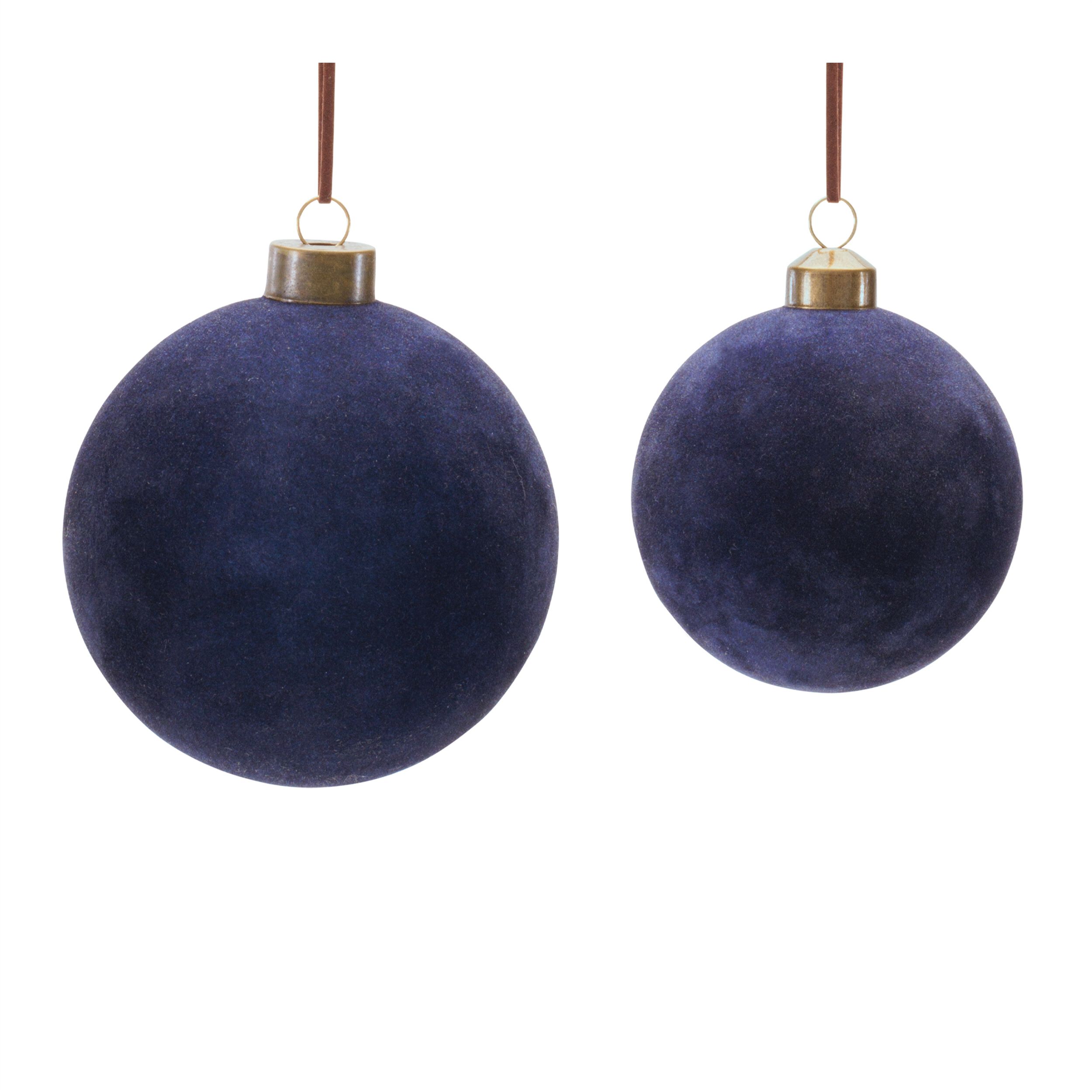 Velvet Glass Ball Ornament (Set of 12), NAVY, hi-res image number 0