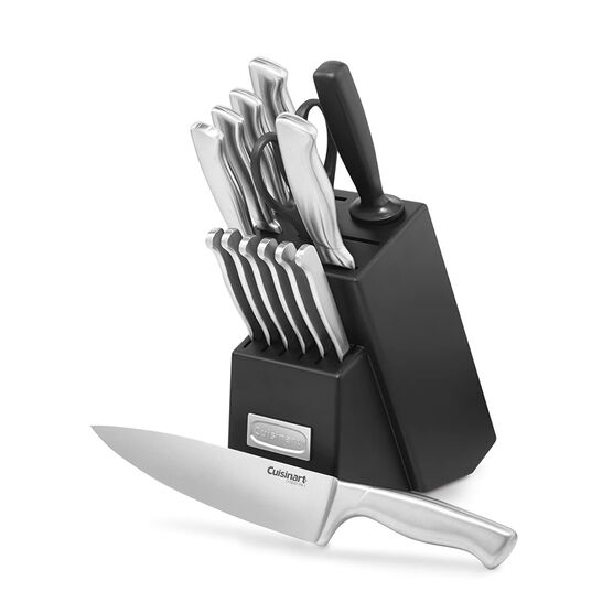 15pc Stainless Steel Hollow Handle Cutlery Block Set, STAINLESS STEEL, hi-res image number null