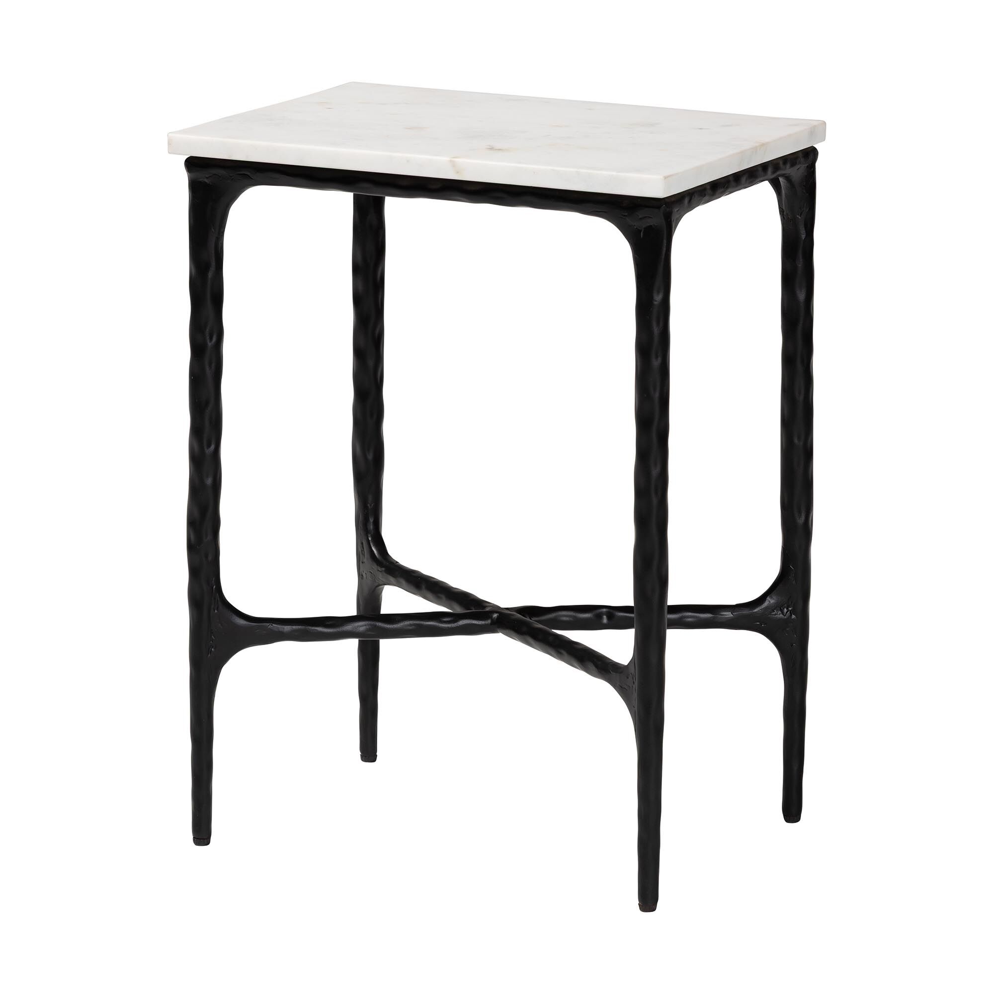 Akanji Marble Rectangle End Table, WHITE, alternate image number 1
