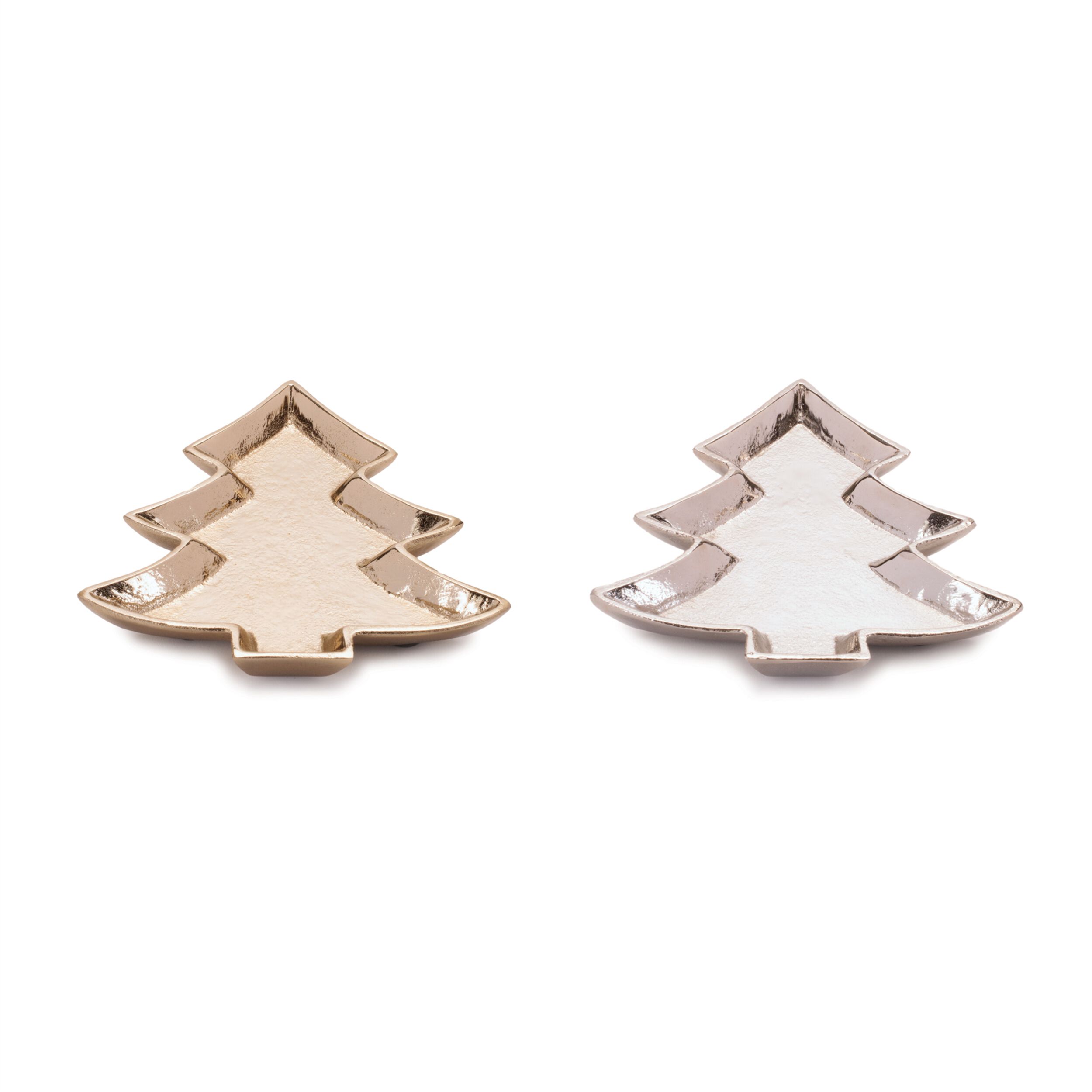 Metal Pine Tree Trinket Tray (Set of 2), GOLD, alternate image number 1