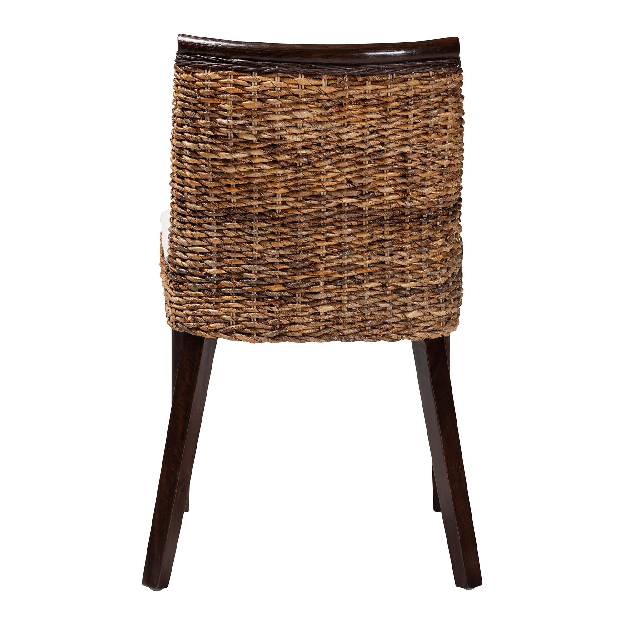 Abbas Bohemian Seagrass and Dark Brown Wood Dining Chair, BROWN, alternate image number 4