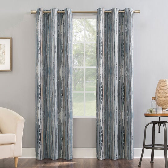 sun zero™ blackout Allegory grommet panel, BLUE, hi-res image number null