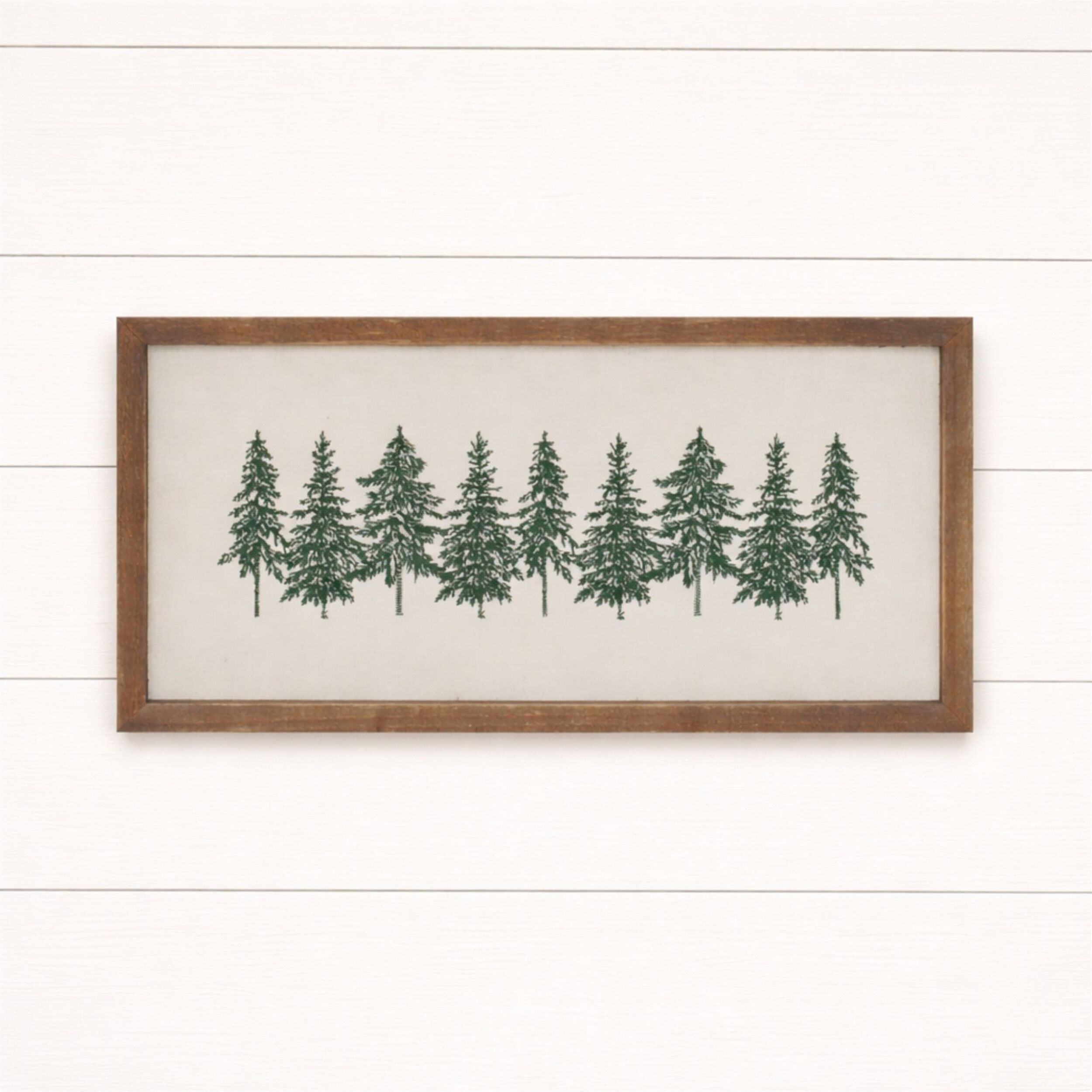 Embroidered Pine Tree Wall Art 16 inchesL, BROWN GREEN, alternate image number 2