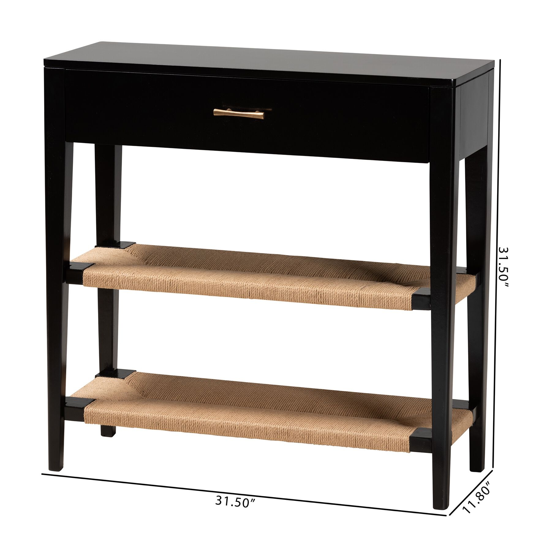Freya Modern Bohemian Black Finished Bayur Wood 1-Drawer Console Table, , alternate image number 9