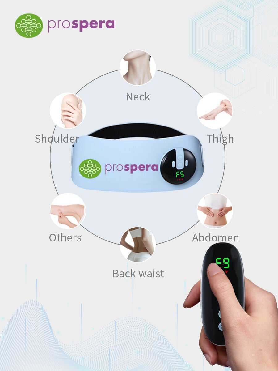 Prospera Hot Compress EMS Deep Massage Belt 8 modes 9 levels LCD Control, WHITE, alternate image number 2