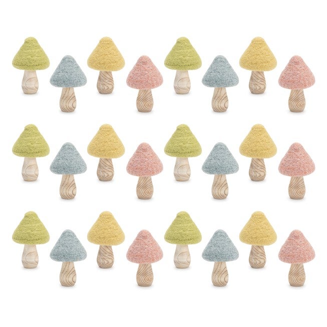 Felt Wood Mushroom Decor (Set of 24), MULTI, alternate image number null