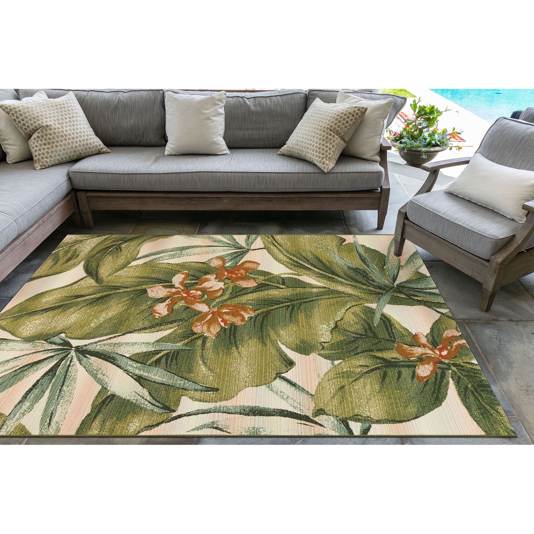 Liora Manne Marina Tropical Leaf Indoor/Outdoor Rug 23 inchesX7 feet 6 inches, , alternate image number 10