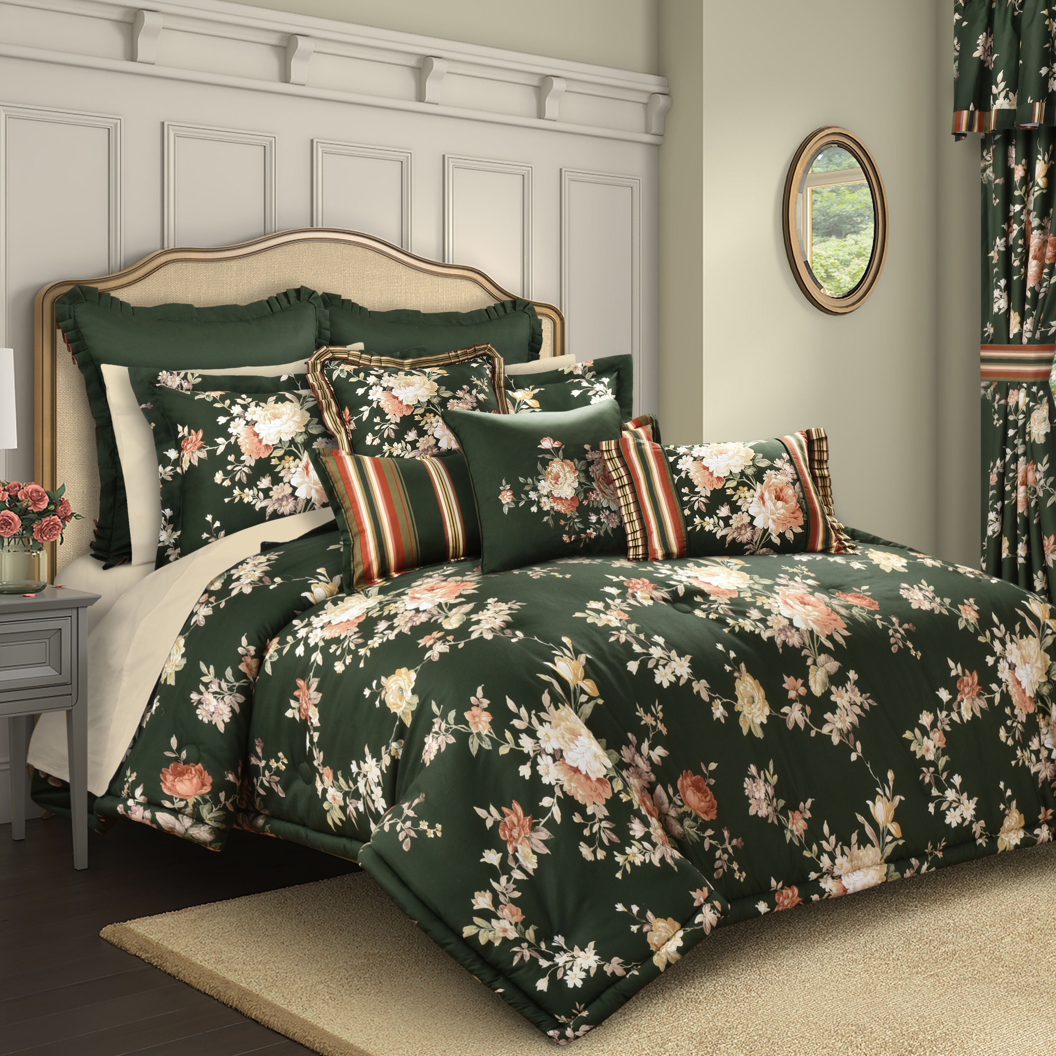 BRITTANY FULL/QUEEN 3PC. COMFORTER SET, FOREST, hi-res image number 0