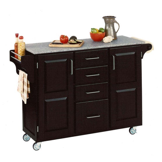 Large Black Finish Create a Cart with Salt & Pepper Granite Top, BLACK SALT WATER DIVE PEPPER, hi-res image number null