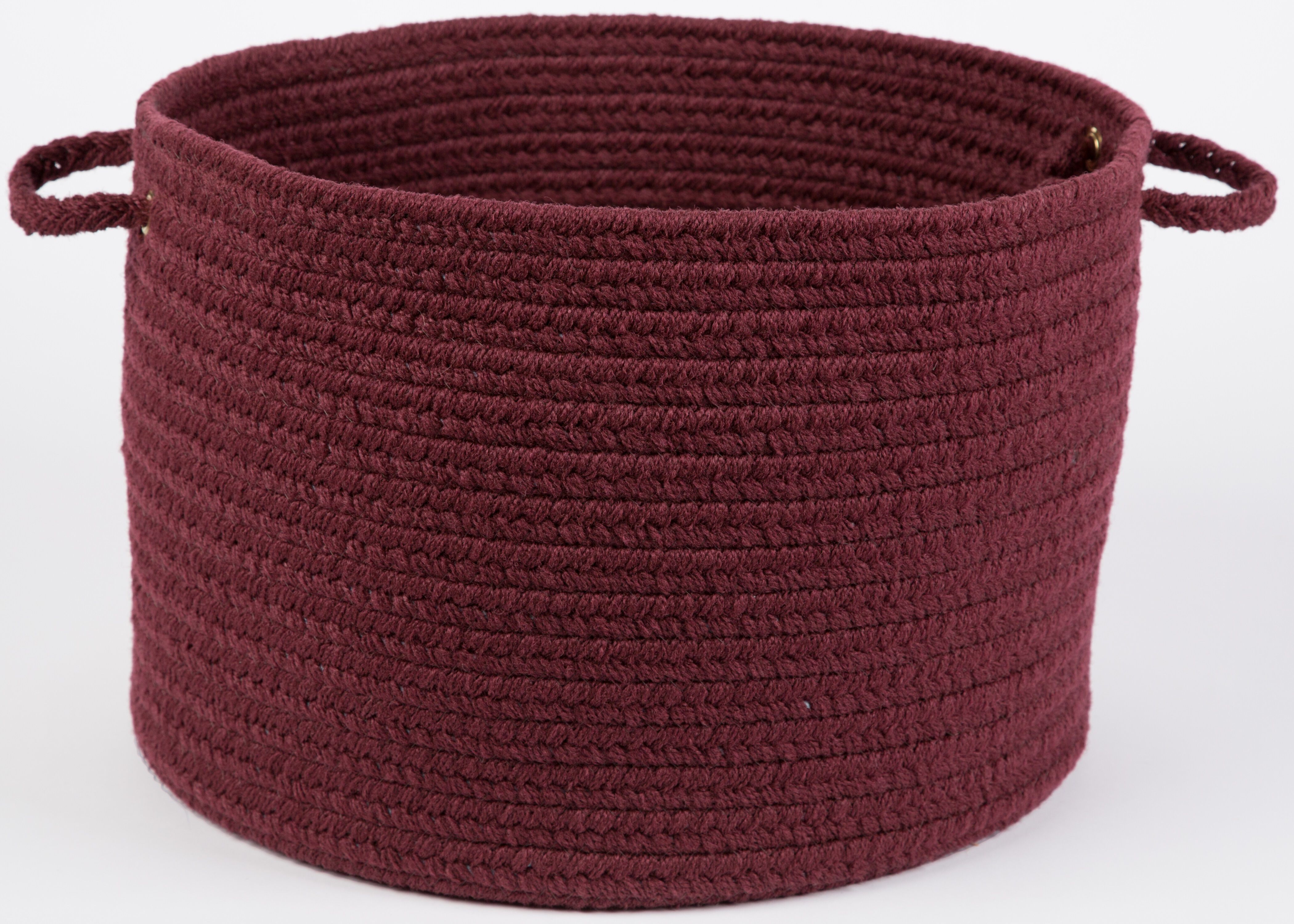 18 inches x 12 inches Braided Basket with Handles, BURGUNDY, on-hover image number 1
