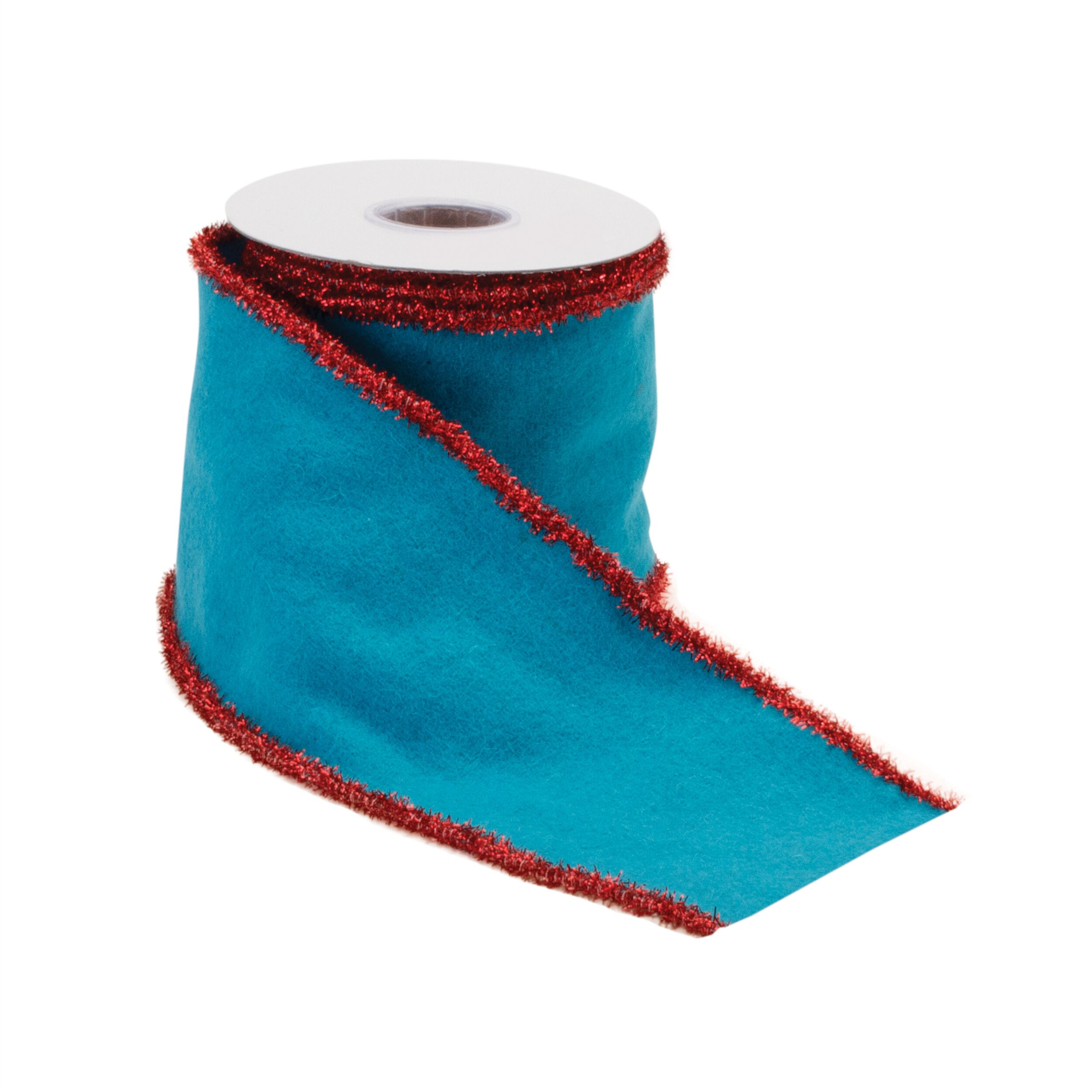 Blue Wool and Red Wired Ribbon (Set of 2), BLUE RED, alternate image number 1