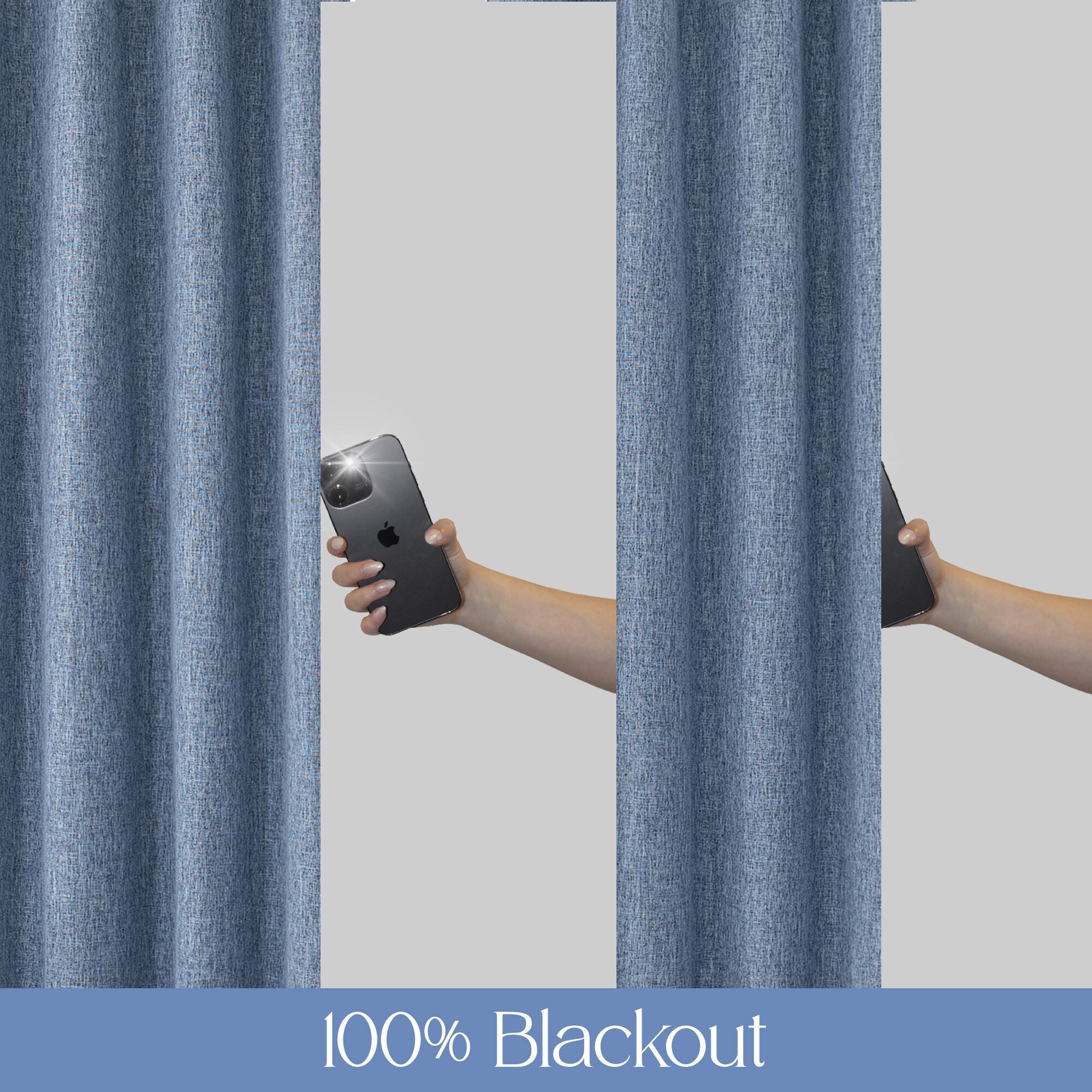 Linen Texture 100% Blackout Grommet Pair, HEATHER NAVY, alternate image number 5