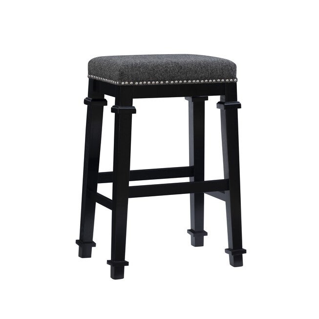 Kennedy Black Tweed Backless Bar Stool Backless Stools, BLACK, hi-res image number 0
