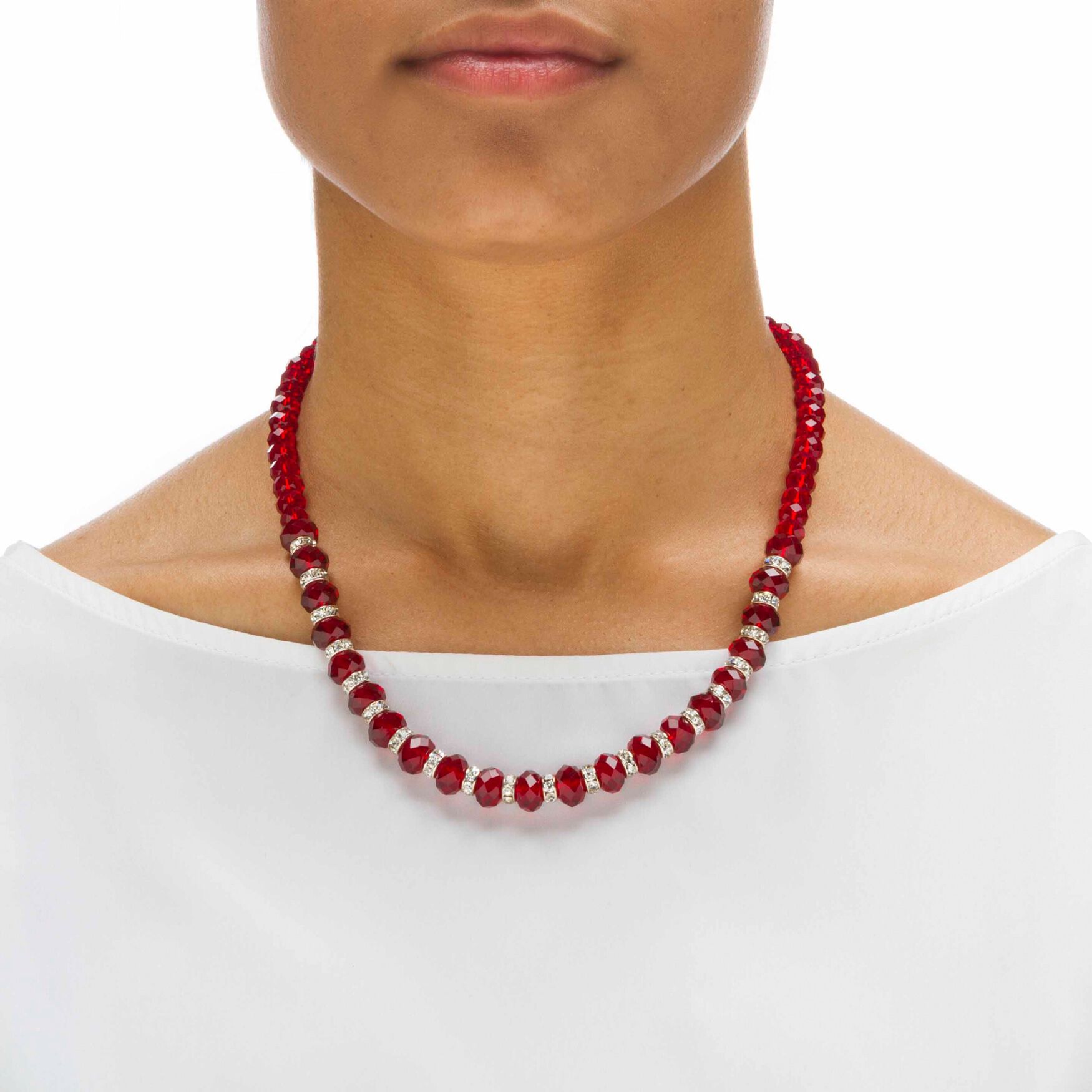 Silver Tone Graduated Necklace & Earring Set Simulated 18 inches plus 2 inches ext, , alternate image number 3