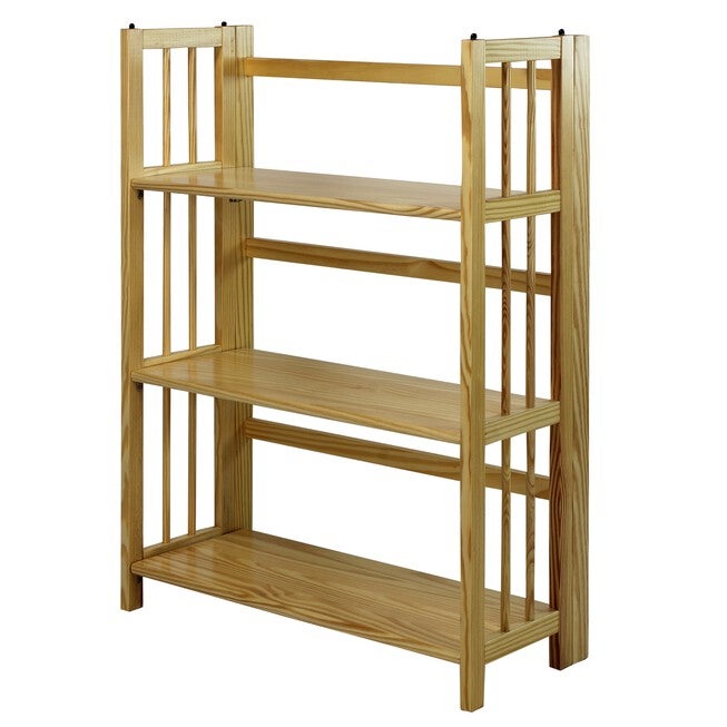 3-Shelf Folding Stackable Bookcase 27.5 inches Wide-Natural, , on-hover image number null
