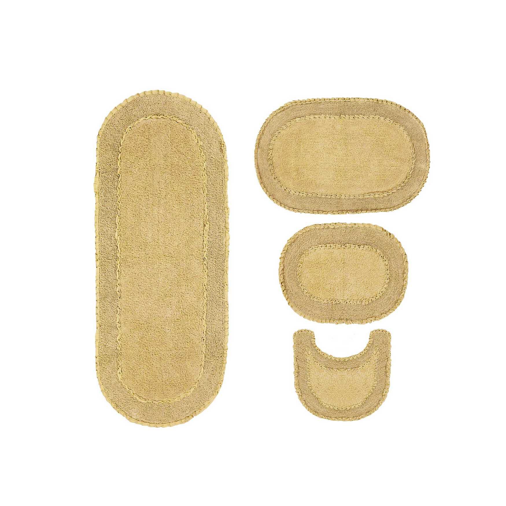 Double Ruffle 4 Piece Set Bath Rug Collection, BUTTER, hi-res image number 0