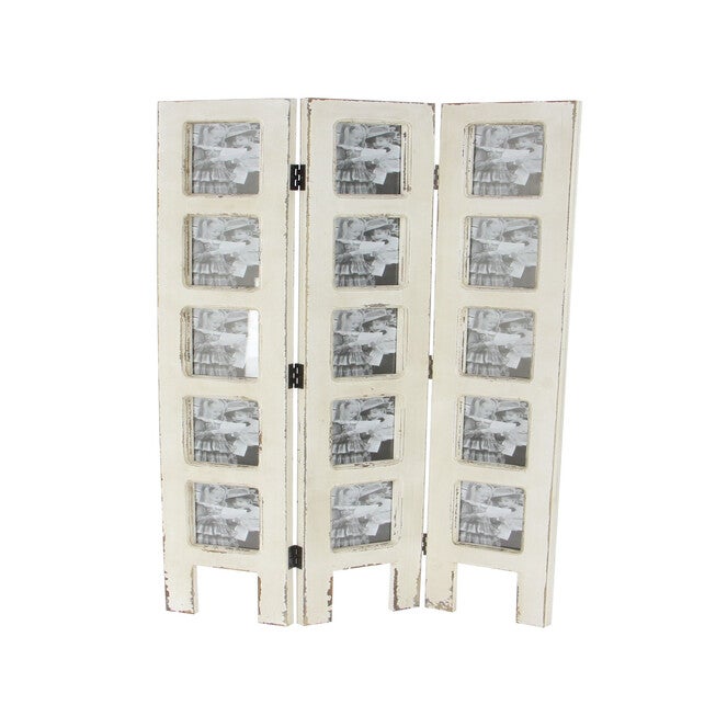 White Wood Farmhouse Room Divider Screen, 51 inches x 1 inches x 27 inches, , on-hover image number 1