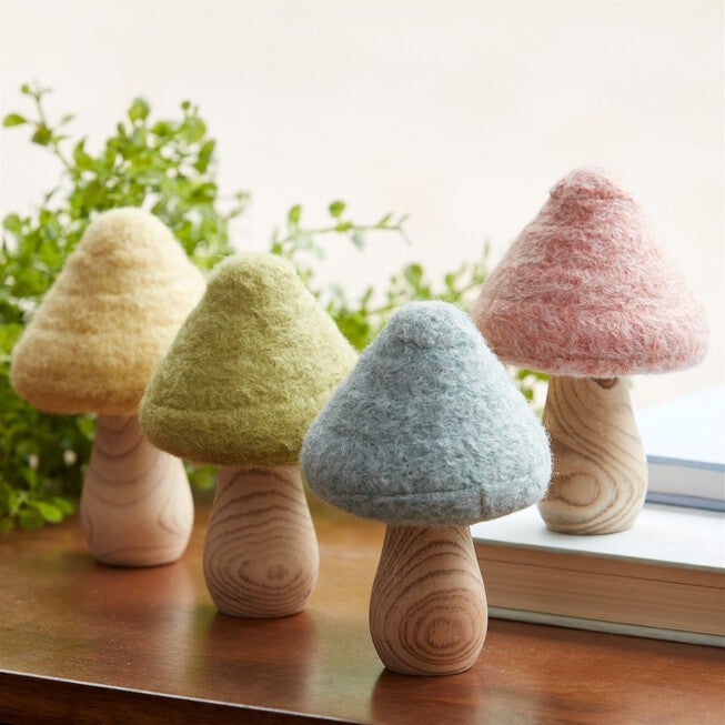 Felt Wood Mushroom Decor (Set of 24), MULTI, alternate image number null