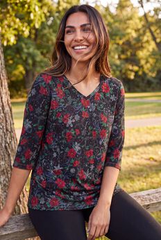 Suprema® 3/4 Sleeve V-Neck Tee