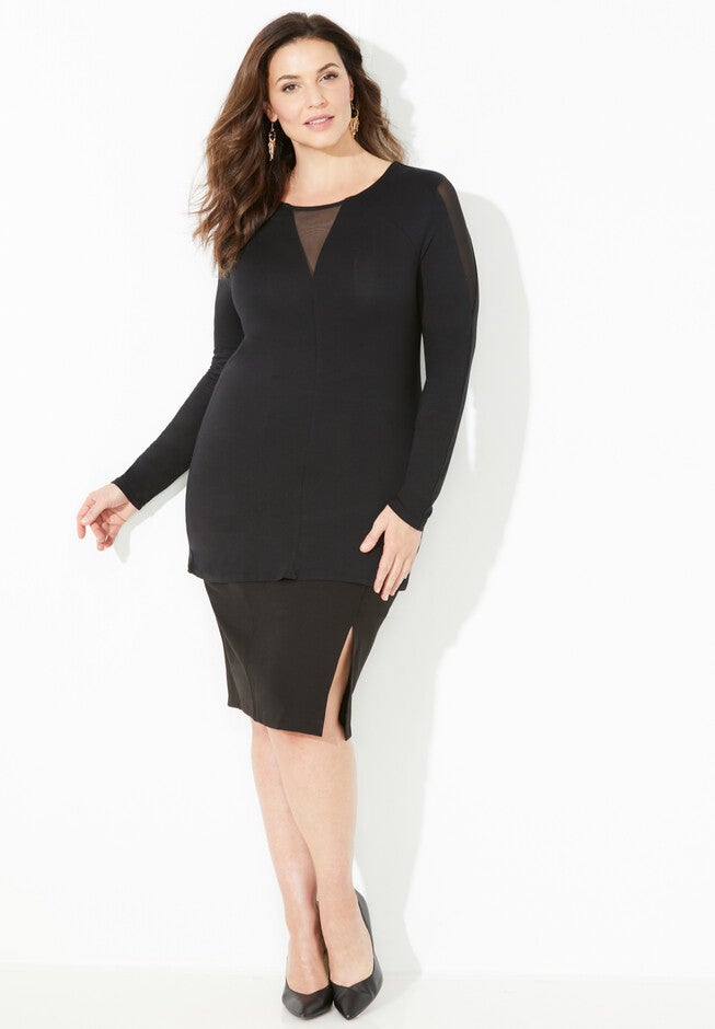 Curvy Collection Mesh Inset Top | Roaman's