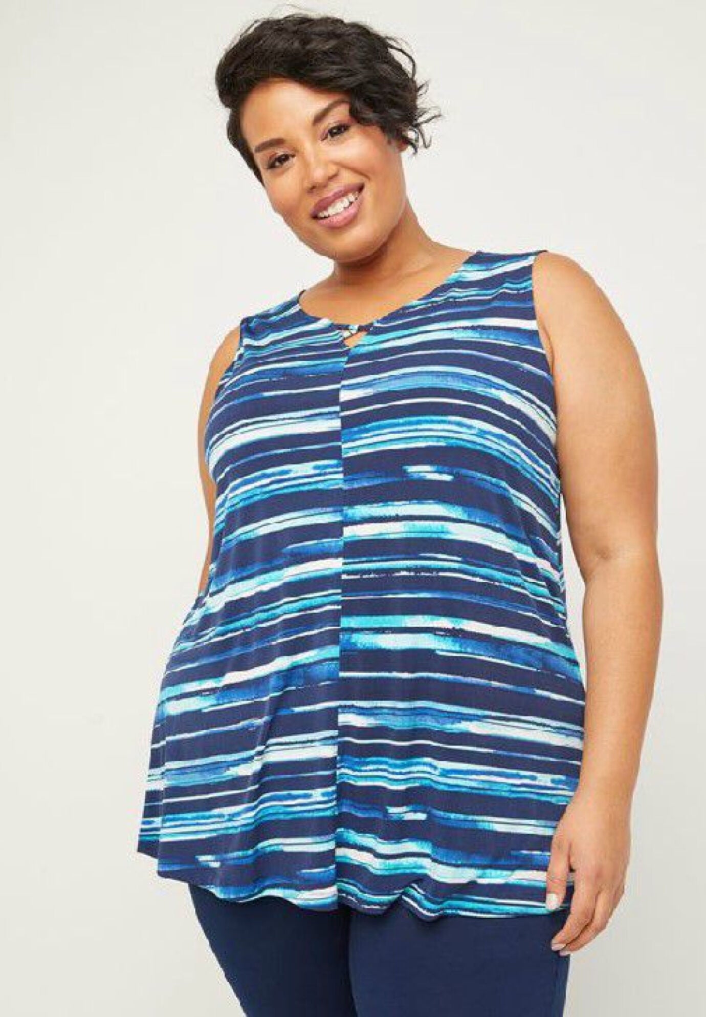 Crisscross Timeless Tank, BLUE STRIPE, hi-res image number 0