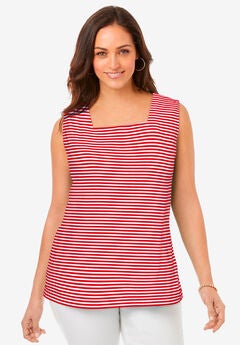 Stretch Cotton Square Neck Tank