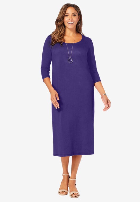 Knit T-Shirt Dress, MIDNIGHT VIOLET, hi-res image number null