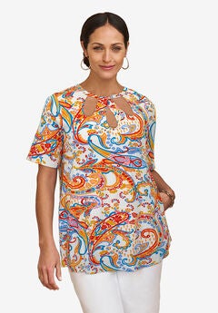 Stretch Knit Cutout Swing Tunic