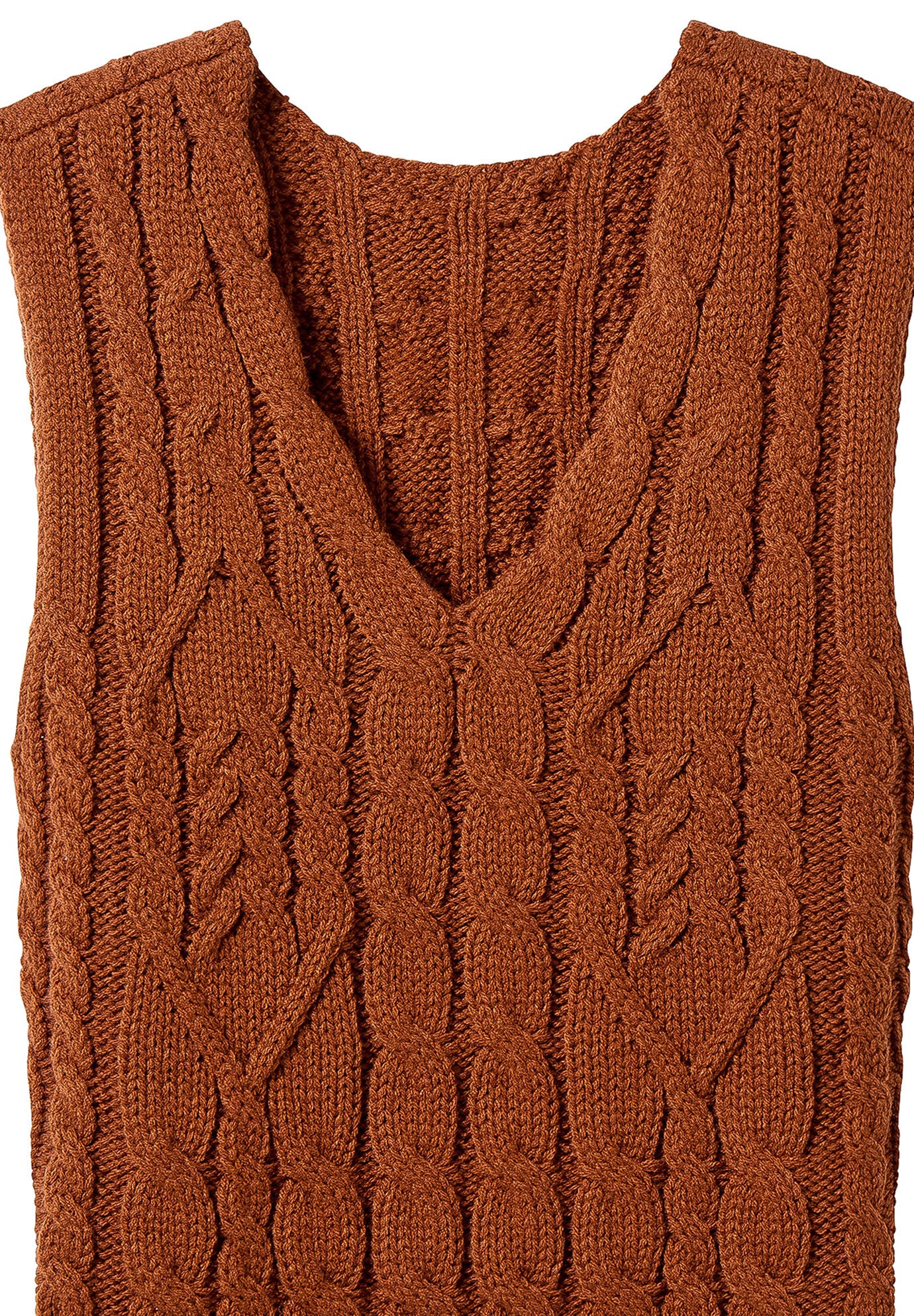 Cable Sweater Vest, ANTIQUE RUST, alternate image number 3