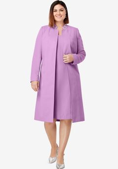 Roamans Womens Plus Size Fit-and-Flare Jacket Dress Suit